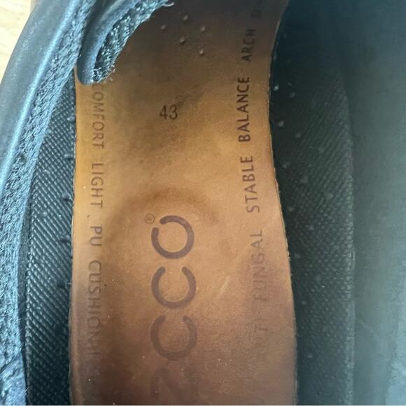 ECCO Shoes Mens EU 43 Black Plain Toe Oxford Casual Comfort - Picture 10 of 16